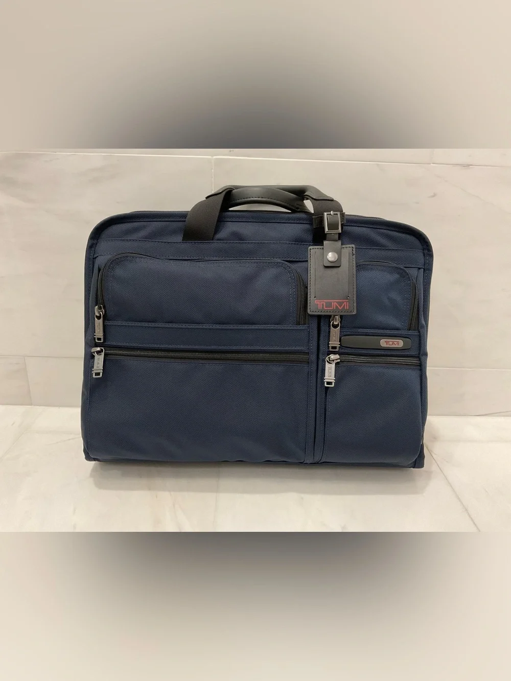 NEW Tumi 17.5” Compact Large Screen Laptop Brief Briefcase - NAVY BLUE & BLACK